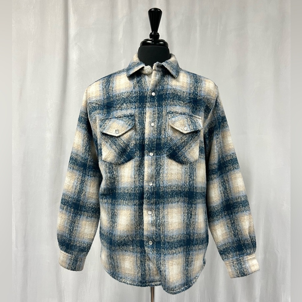 Brand New DJAB by Simons Blue and Cream Plaid OverShirt Size L